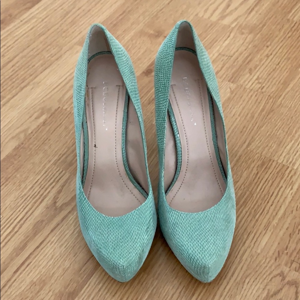 BCBGeneration teal platform pumps